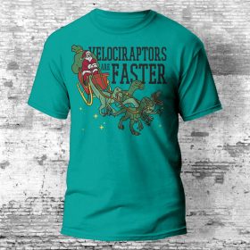   A Velociraptorok gyorsabbak karácsonyi póló több színben