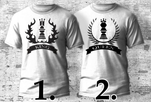 Queen és King sakkos páros póló több színben