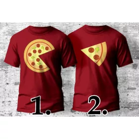 Pizzás egész-szelet páros póló több színben