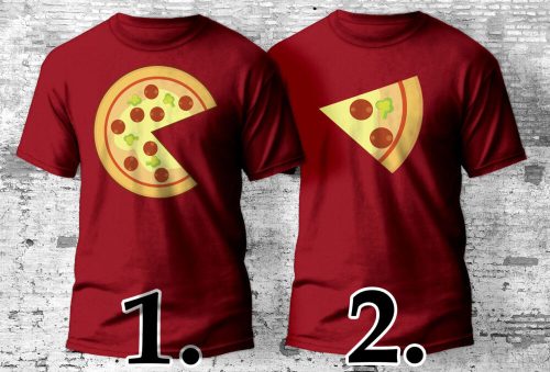 Pizzás egész-szelet páros póló több színben