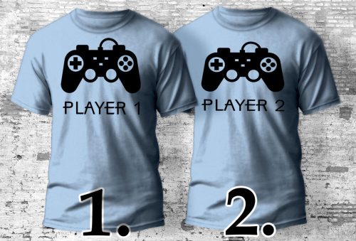 Player 1 - Player 2 páros póló több színben