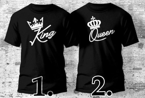 King - Queen koronás páros póló több színben