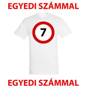  Sebességkorlátozó póló születésnapra, egyedi számmal, több színben