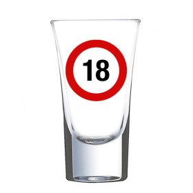   Sebességkorlátozó táblás felespohár 18. születésnapra