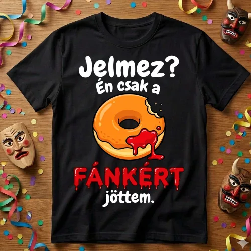Én csak a fánkért jöttem - farsangi  póló több színben