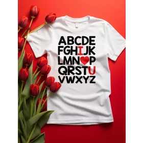 I Love You szerelmes ABC póló több színben