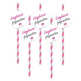   Lánybúcsú folyamatban pezsgőspoharas papír szívószál 10db