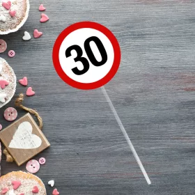   Sebességkorlátozó Tábla 30-as - tortabeszúró, tortadísz a szülinapi tortára