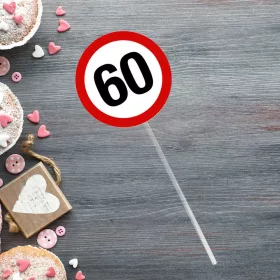   Sebességkorlátozó Tábla 60-as - tortabeszúró, tortadísz a szülinapi tortára