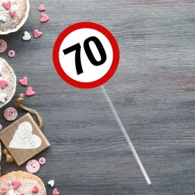   Sebességkorlátozó Tábla 70-es - tortabeszúró, tortadísz a szülinapi tortára