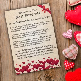   Szerelem és Vágy Mesterdiploma - oklevél Valentin-napra A4