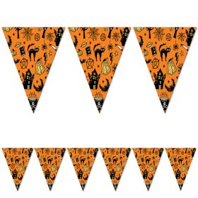   Zászlófüzér Halloweenre Fekete Macska és Kísértetház 3m