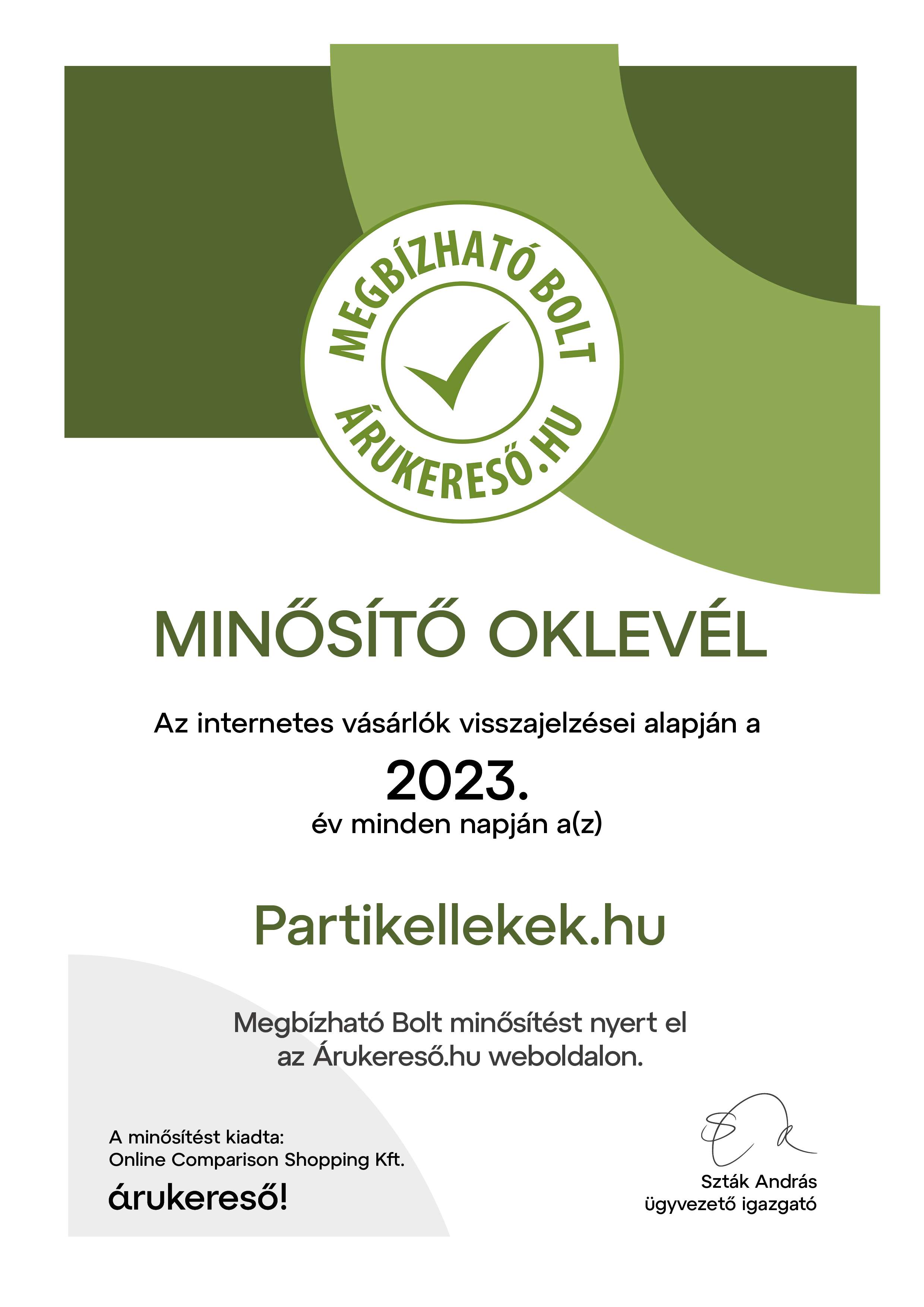 Megbízható bolt Partikellekek.hu 2023