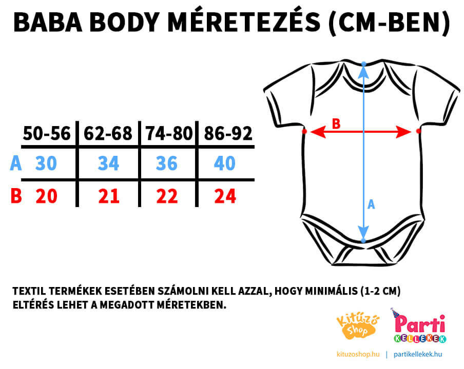 Baba body mérettáblázat